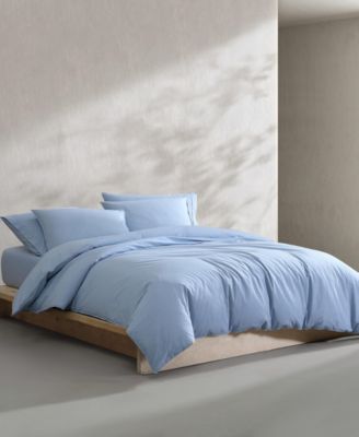 Washed Percale Cotton Solid 3 Piece Comforter Set, Queen