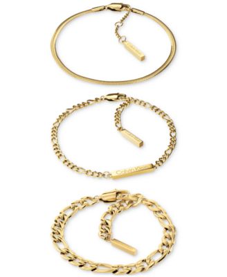 Calvin Klein - Gold-Tone Stainless Steel 3-Pc. Set Mixed Chain Bracelets