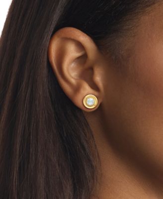 Stainless Steel Cubic Zirconia Twisted Bezel Stud Earrings