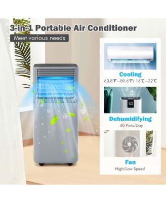 3 in 1 Portable Air Conditioner AC Unit Air Cooler 8000BTU ASHRAE 230 sq.ft Grey
