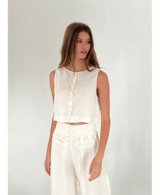 Women's Boxy Linen Boatneck Top