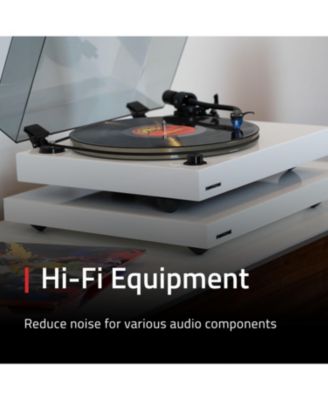 IB40 – Piano black anti-vibration turntable base, wood platform, height-adjustable feet, bubble level, universal fit – sound clarity boost.