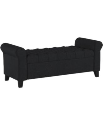 Tufted Storage Ottoman Bench with Button-Tufted, Soft-Close Hinges for Seating and Storage