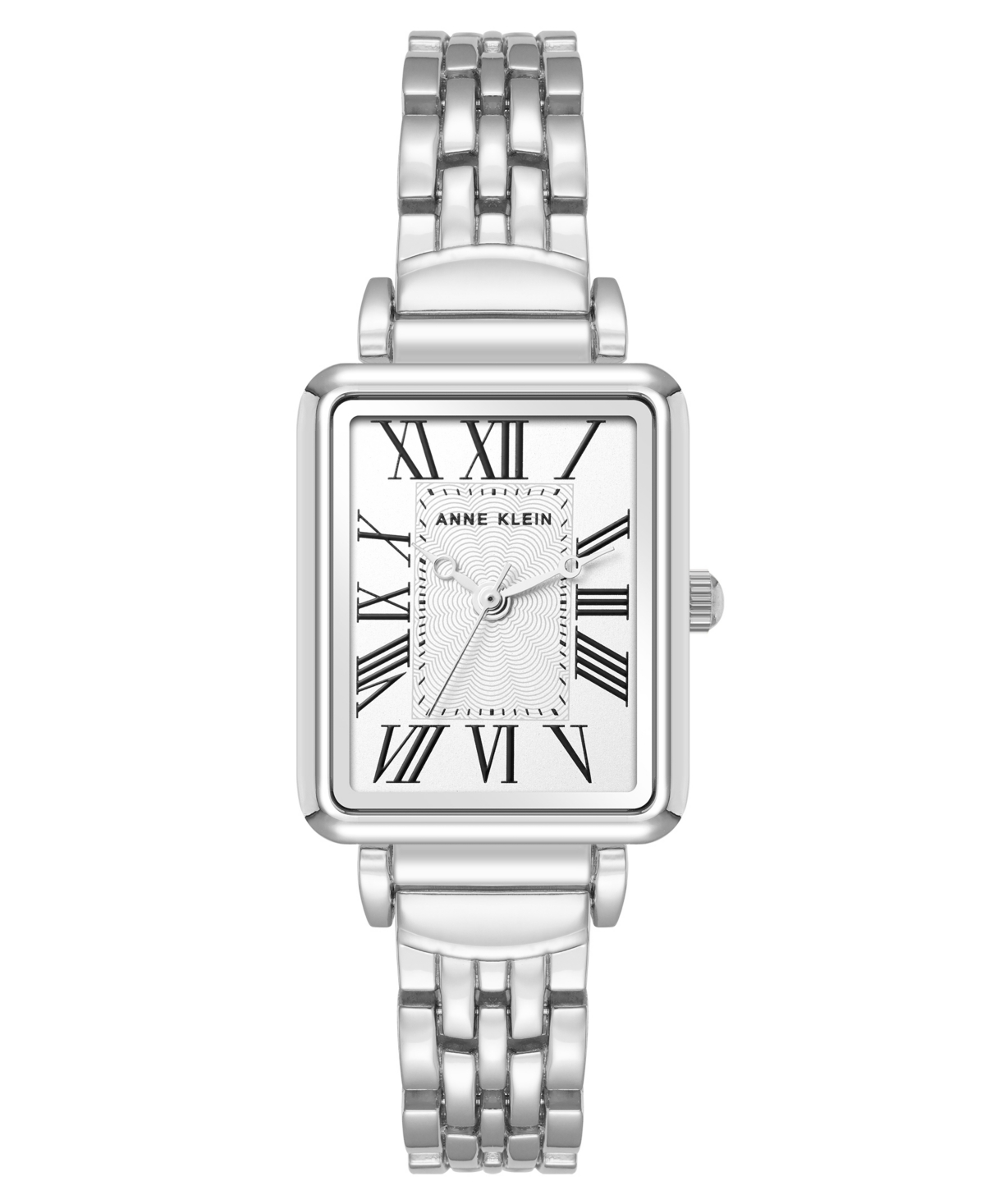 Anne Klein Women's Quartz Rectangular Roman Numeral Silver-tone Metal Alloy Watch, 23mm In Silver-tone