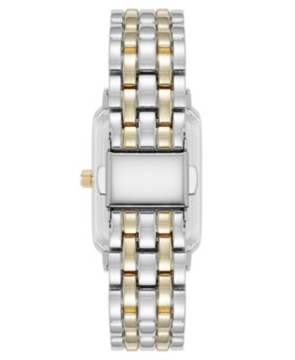 Women's Quartz Rectangular Estate Two-Tone Metal Alloy and Light Blue Dial Watch, 25mm