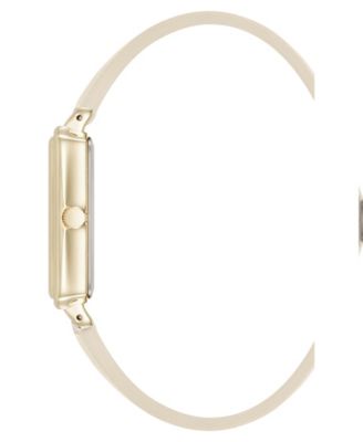 Women's Quartz Casual Cream Polyurethane Leather and Gold-Tone Metal Alloy Watch, 25mm