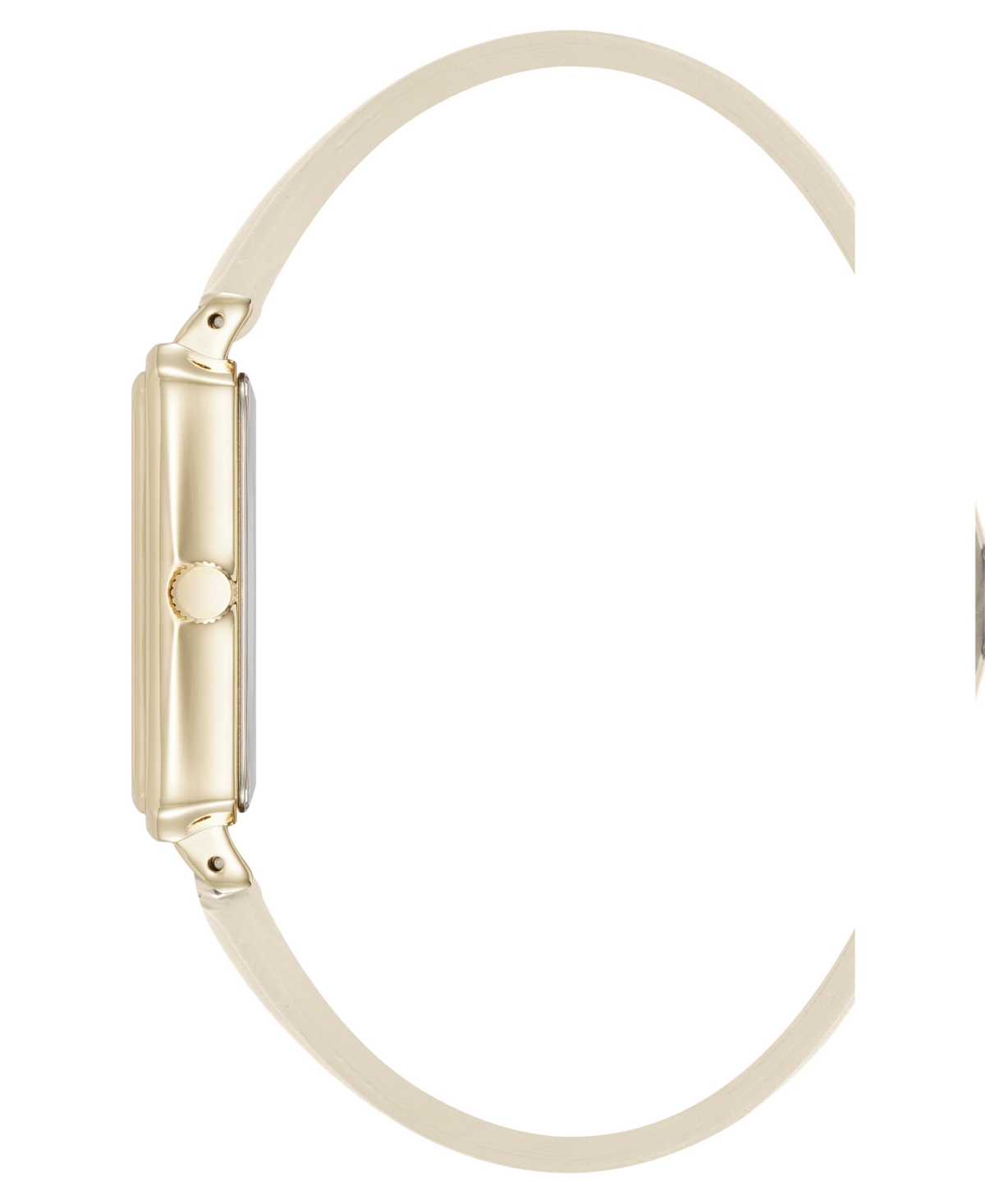 Anne Klein Women's Quartz Casual Cream Polyurethane Leather And Gold-tone Metal Alloy Watch, 25mm In Cream,gold-tone