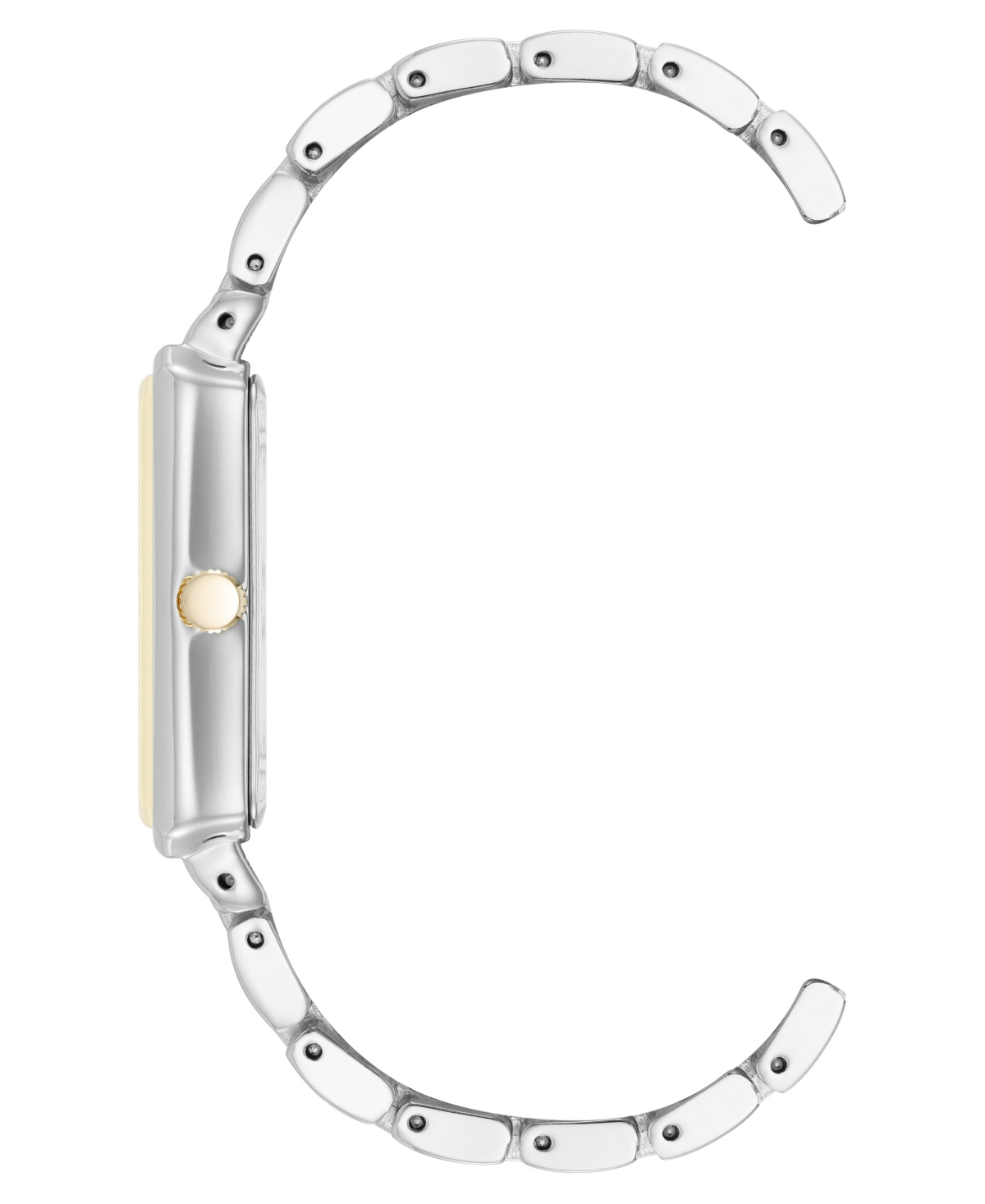 Anne Klein Women's Quartz Rectangular Roman Numeral Two-tone Metal Alloy And Light Blue Dial Watch, 23mm In Silver-tone,gold-tone