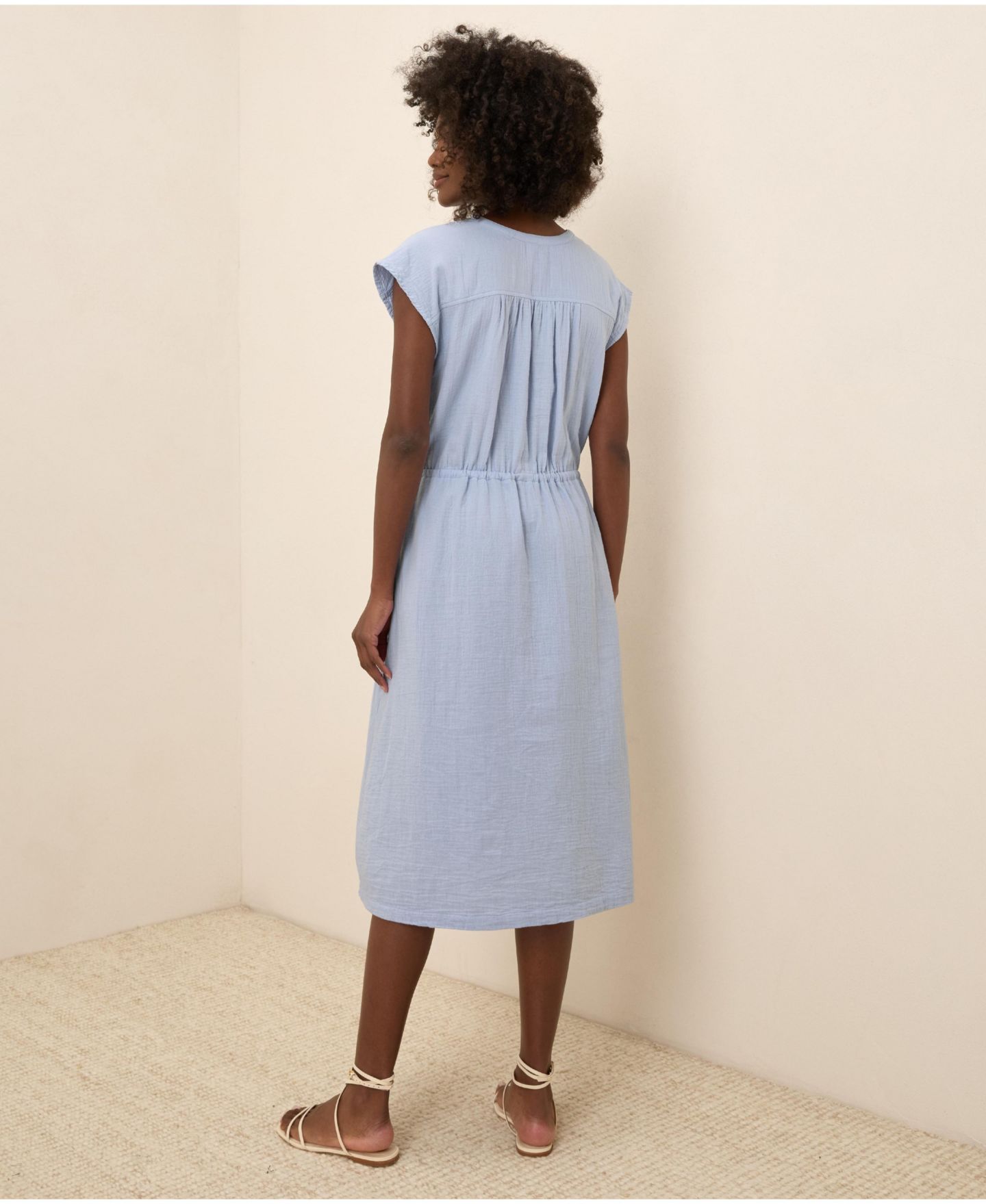 Женское платье Pact Organic Cotton Coastal Double Gauze Tie Waist Midi, цвет: Синий — фото 4