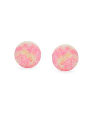 Minimalist Round Opal Ball Stud Earrings in Sterling