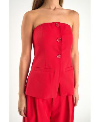 Women's Strapless Buttoned Long Top