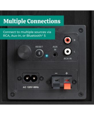 Berkeley 2.0 Stereo Powered Bookshelf Speakers with Built-in Amplifier, 3" Drivers, Bluetooth 5, RCA/Aux