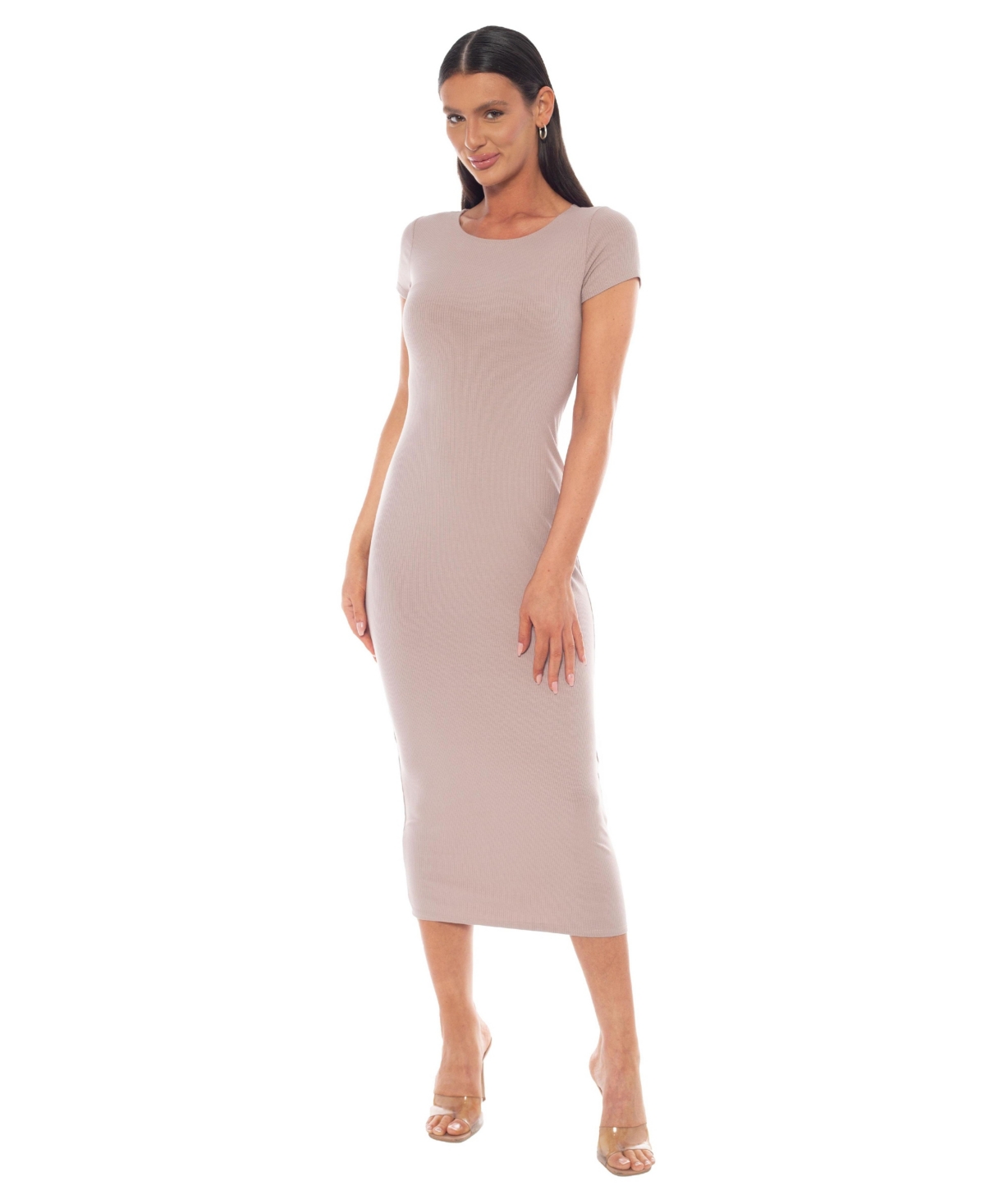 Women's Rib Maxi T-Shirt Dress - Blush