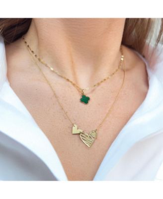 Malachite Clover Charm 14K Gold - 14 millimeters