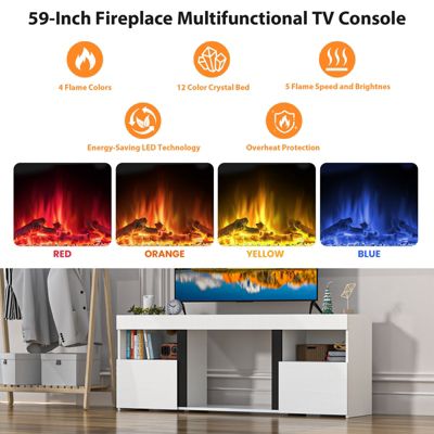 Mantel Wooden Surround Free Standing TV Stand Electric Fireplace