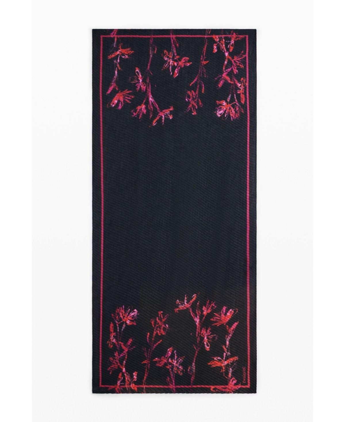 Women's Vibrant colors orchid scarf - Black