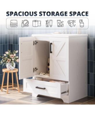 Bathroom Vanity with Sink, 24 Inch Farmhouse Bathroom Sink Cabinet