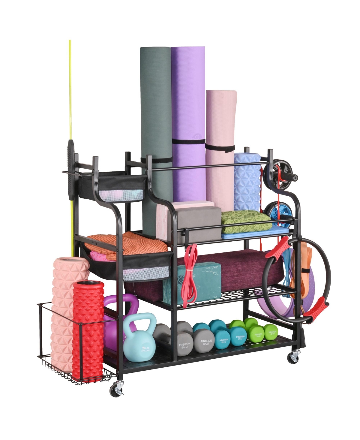 Yoga Mat Storage Racks Gym Sports Equipment Storage organizer With Black Finish