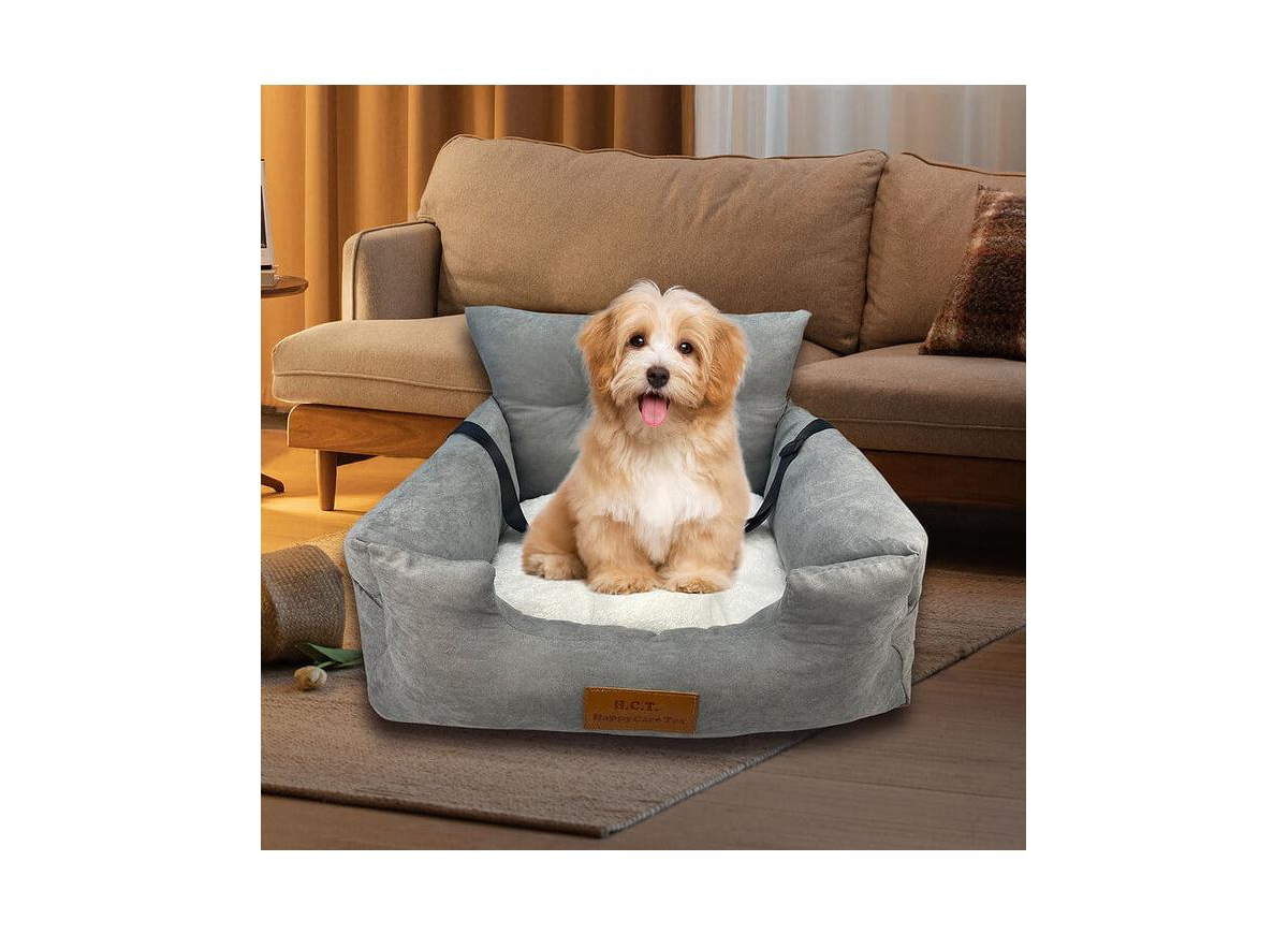 Suede Fluffy Pet Car Seat - Grey