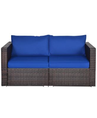 2PCS Patio Rattan Corner Sofa Sectional Furniture