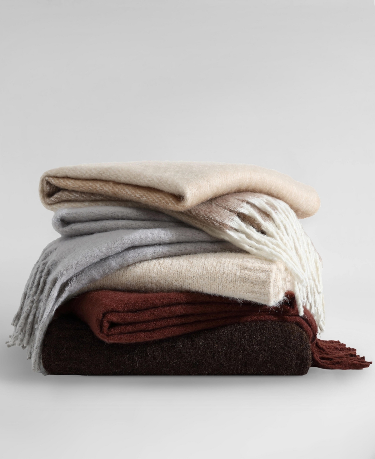 Calvin Klein Solid Fridge Hem Throw, 70" X 50" In Neutral