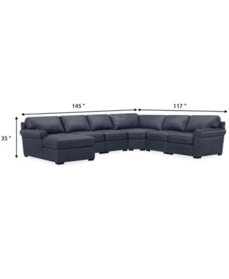 Radley Roll Arm 145" 6-Pc. Leather Wedge Corner Chaise Sectional