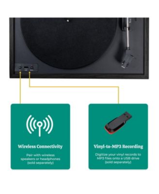 Montrose Wireless Turntable with Audio-Technica Stylus, Bluetooth, MP3 Recording, Speed Control, Built-in Preamp