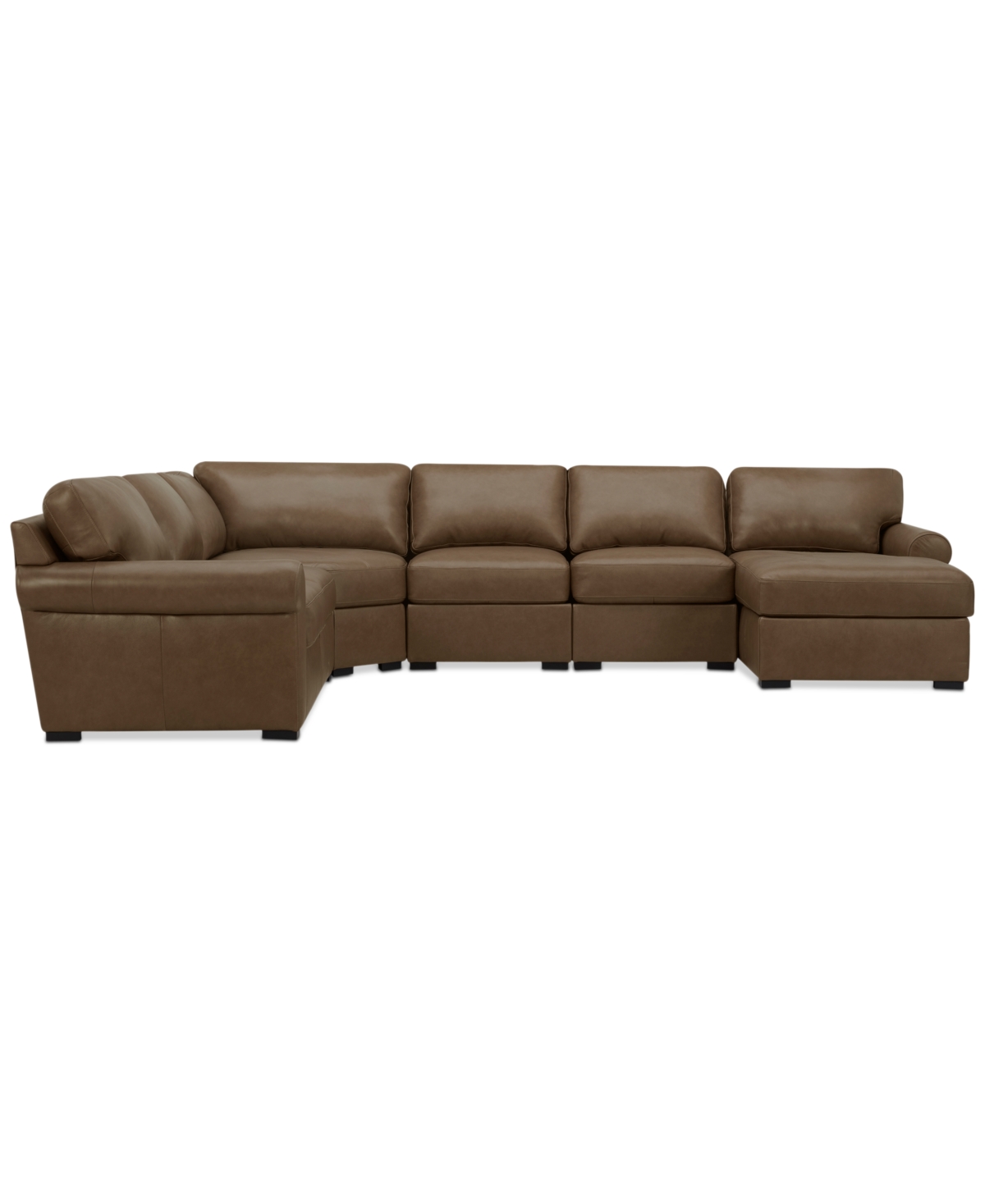 Macy's Radley Roll Arm 145" 6-pc. Leather Wedge Corner Chaise Sectional, Exclusively At