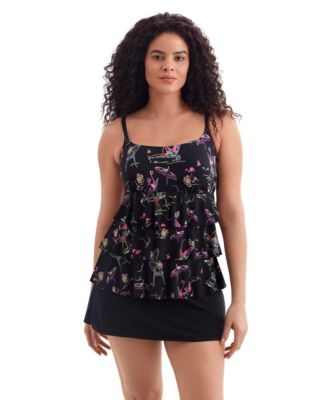 Women's Vineyard Vacay Faux Ruffle Skirtini Long Torso Swimsuit