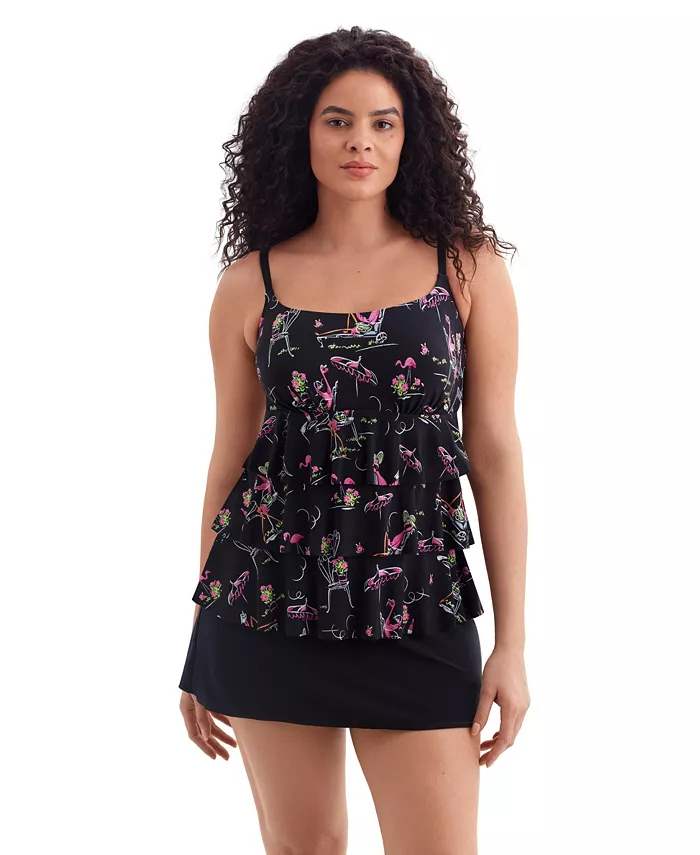 Women's Vineyard Vacay Faux Ruffle Skirtini Long Torso Swimsuit