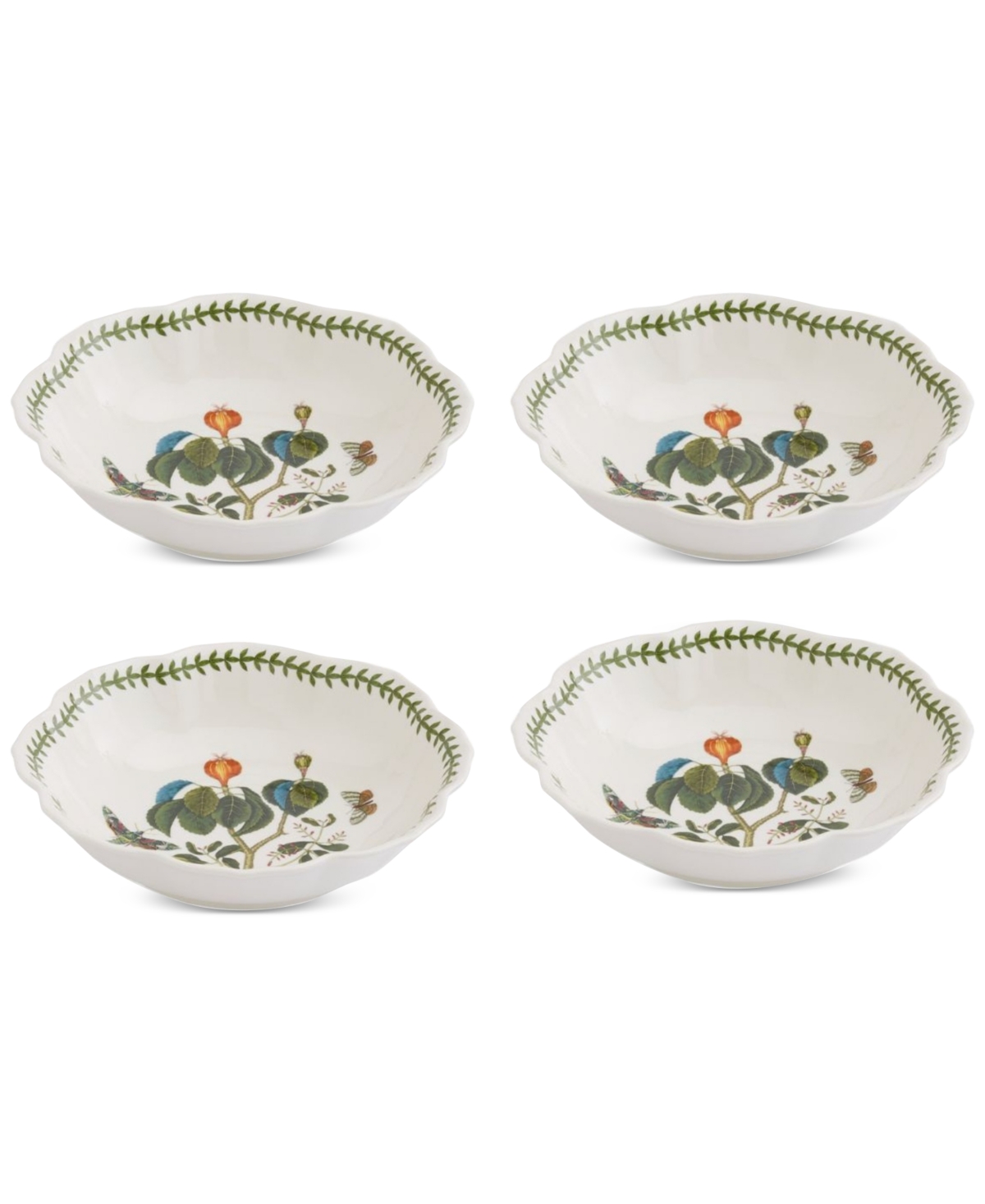 Botanic Garden Lotus Blossom Pasta Bowls, Set of 4 - White