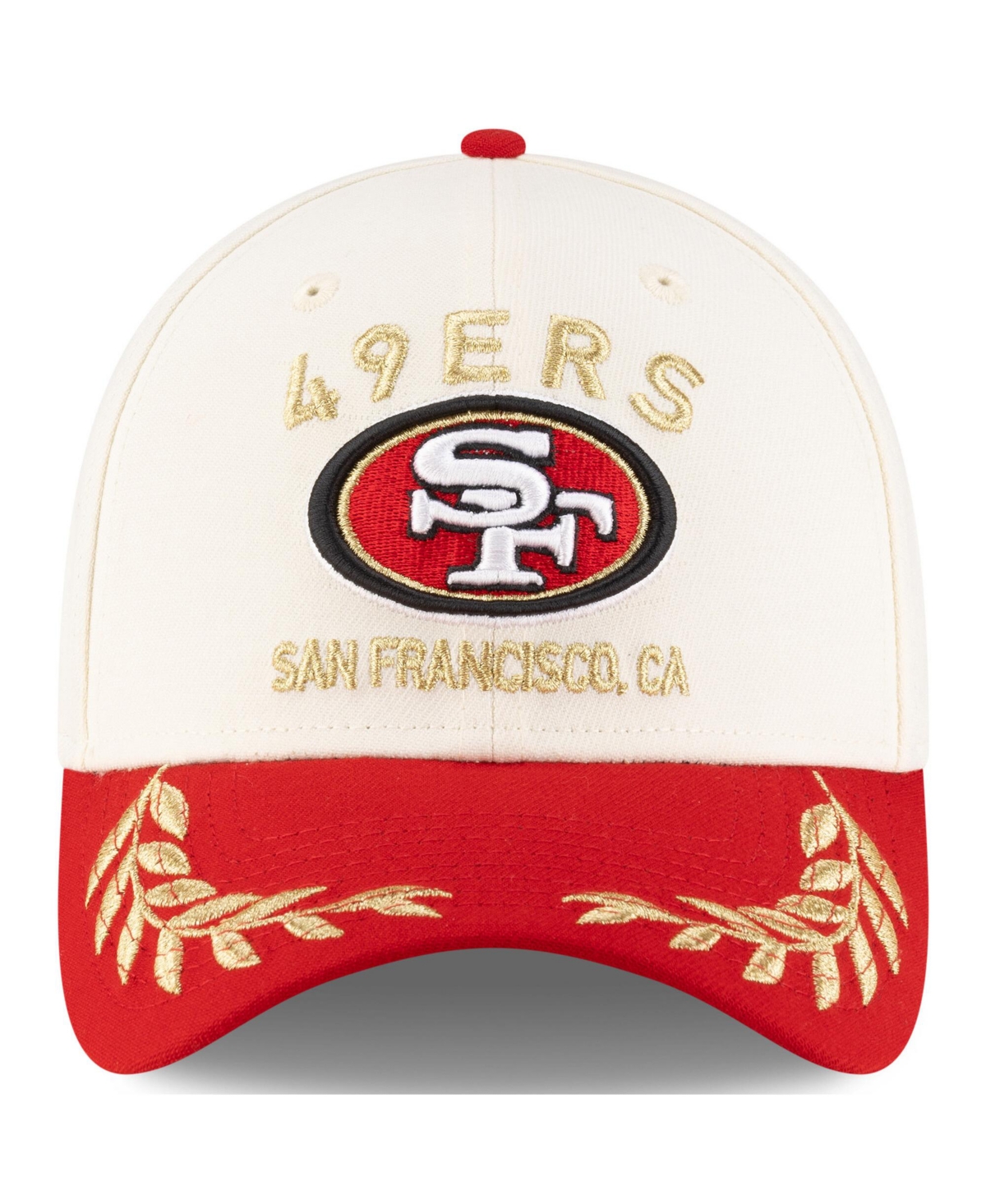 Shop New Era Men's Cream/scarlet San Francisco 49ers 2025 Nfl Draft 39thirty Flex Hat In Cream,scarlet