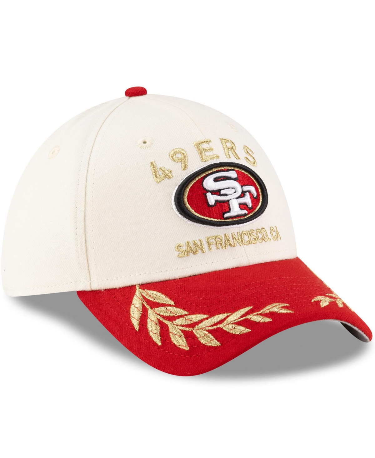 Shop New Era Men's Cream/scarlet San Francisco 49ers 2025 Nfl Draft 39thirty Flex Hat In Cream,scarlet
