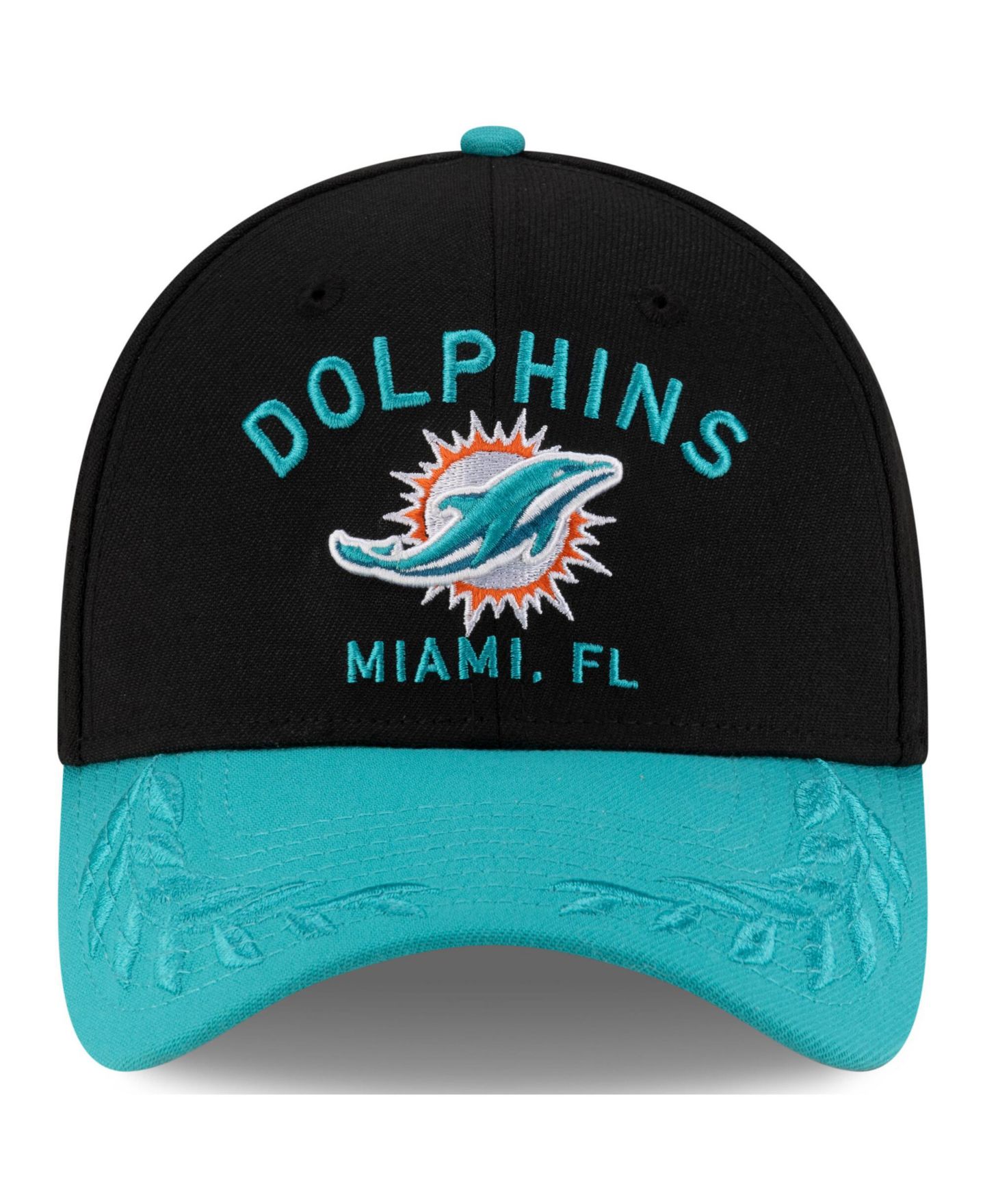 Мужская кепка New Era Black/Aqua Miami Dolphins 2025 NFL Draft 39THIRTY Flex Hat — фото 4