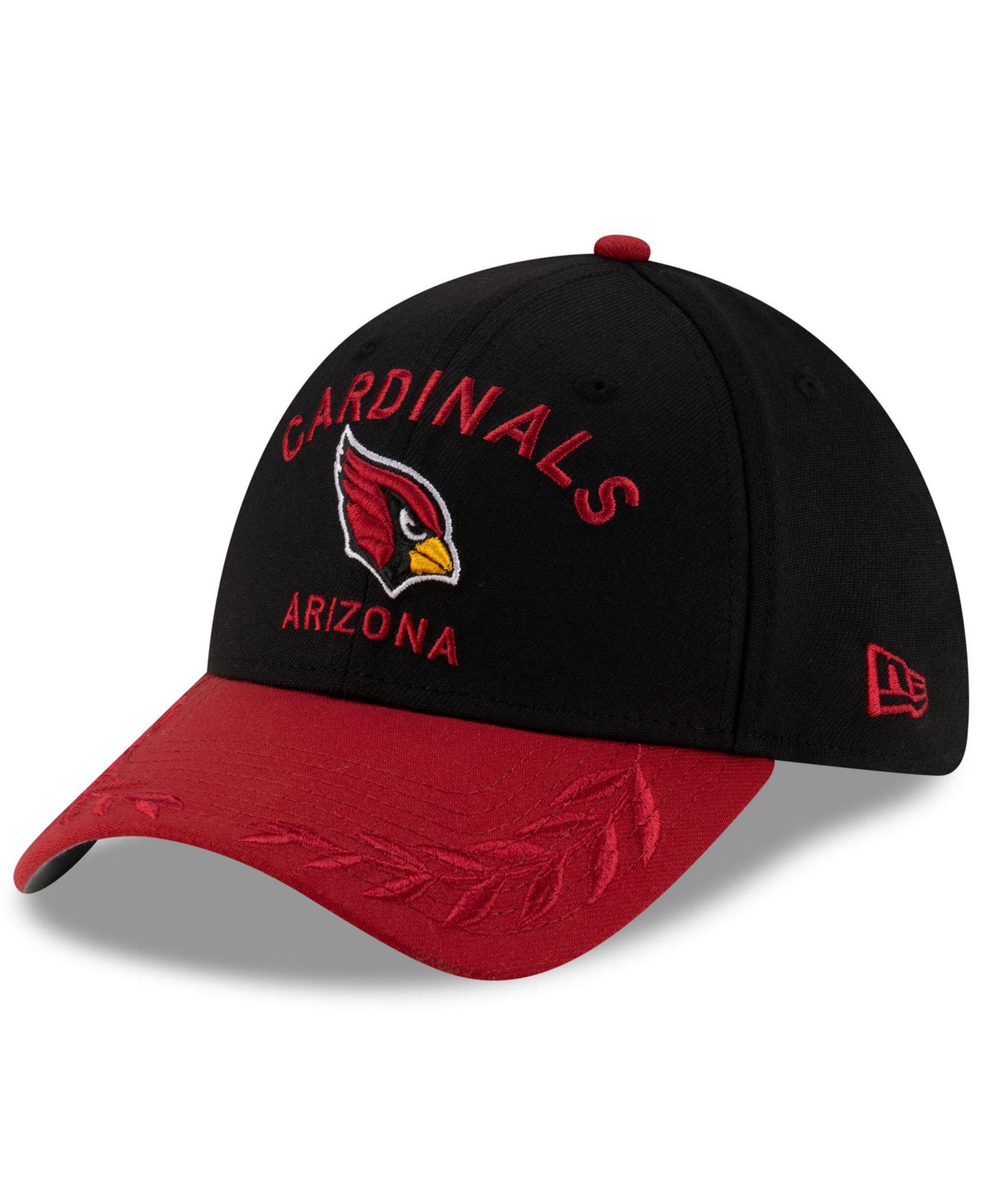 Мужская кепка New Era Black/Cardinal Arizona Cardinals 2025 NFL Draft 39THIRTY Flex Hat — фото 1