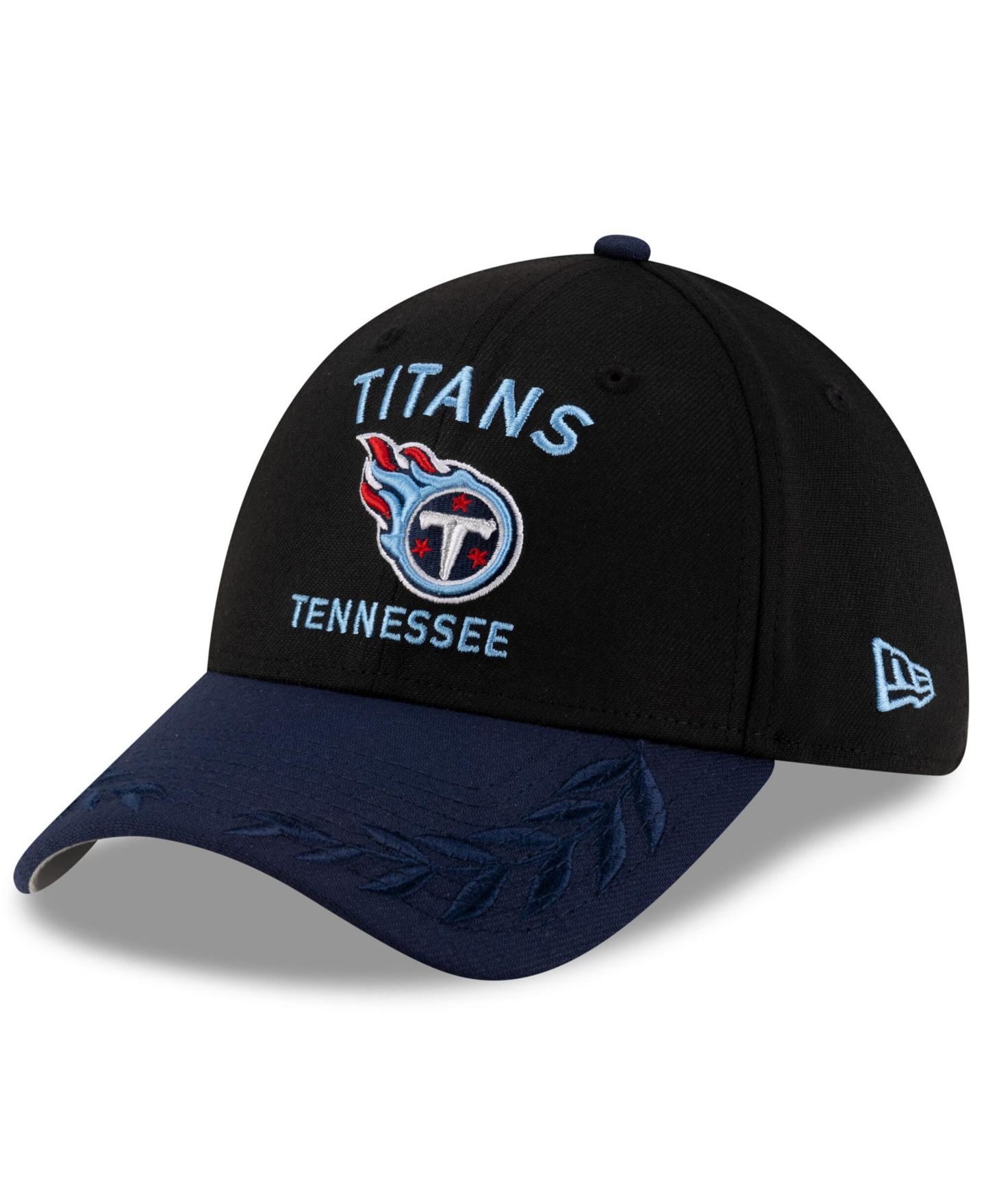 Мужская кепка New Era Black/Navy Tennessee Titans 2025 NFL Draft 39THIRTY Flex Hat — фото 1