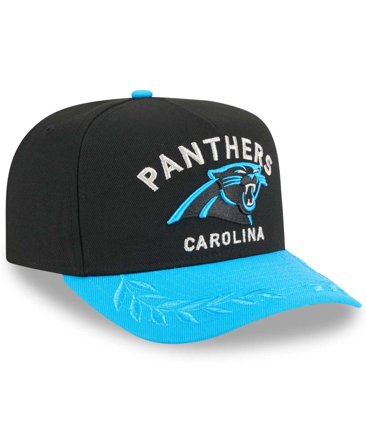 NEW ERA MEN'S BLACK/BLUE CAROLINA PANTHERS 2025 NFL DRAFT A-FRAME 9FIFTY SNAPBACK HAT 