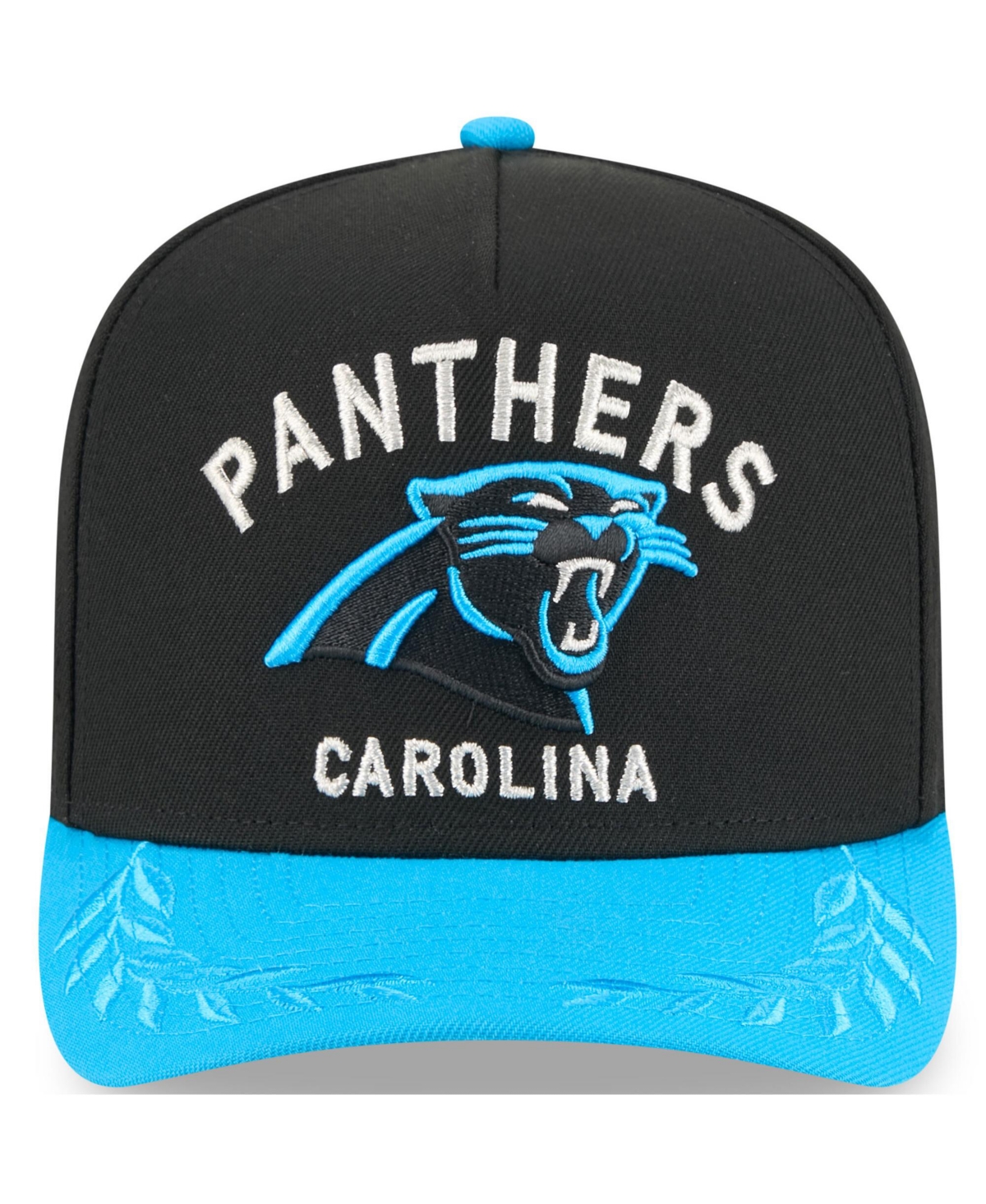 NEW ERA MEN'S BLACK/BLUE CAROLINA PANTHERS 2025 NFL DRAFT A-FRAME 9FIFTY SNAPBACK HAT 