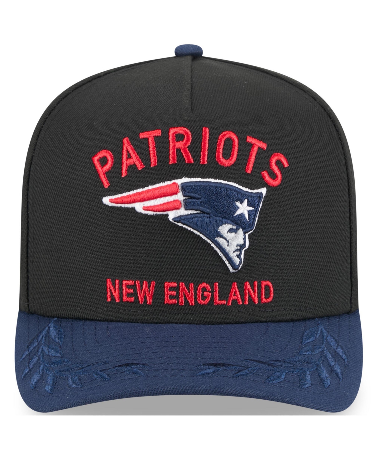 NEW ERA MEN'S BLACK/NAVY NEW ENGLAND PATRIOTS 2025 NFL DRAFT A-FRAME 9FIFTY SNAPBACK HAT 