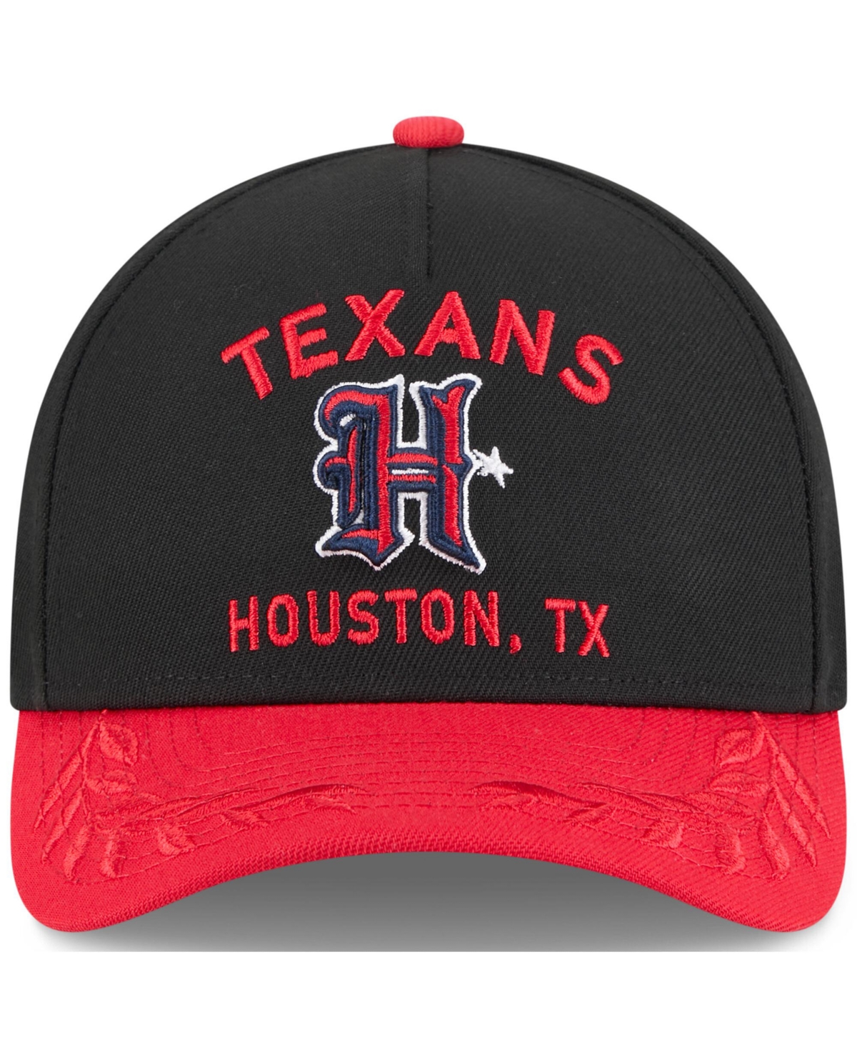 NEW ERA MEN'S BLACK/RED HOUSTON TEXANS 2025 NFL DRAFT 9FORTY A-FRAME M-CROWN ADJUSTABLE HAT 