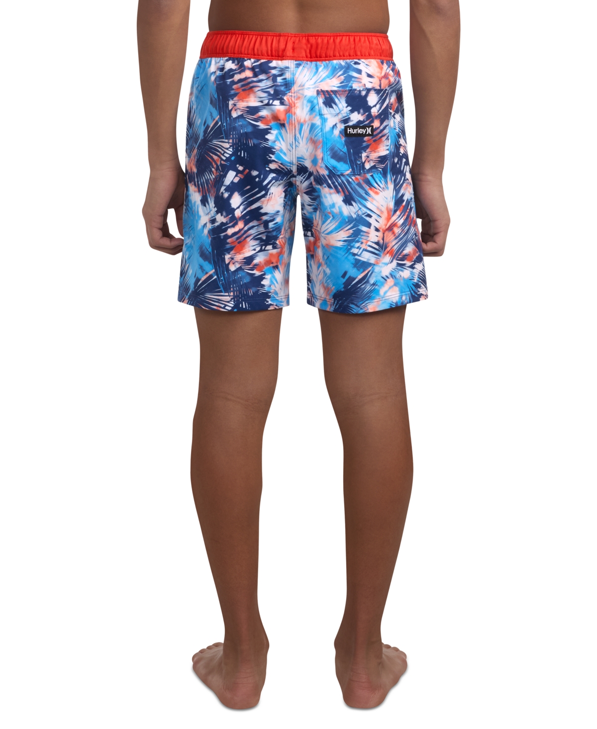 Hurley Big Boys Distorted Palm Swim Shorts In Deep Royalblue