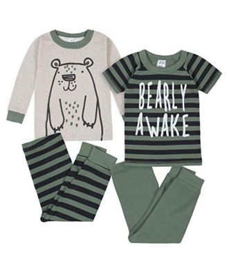 Baby Boys Snug Fit Cotton Pajama Set, 4-Piece