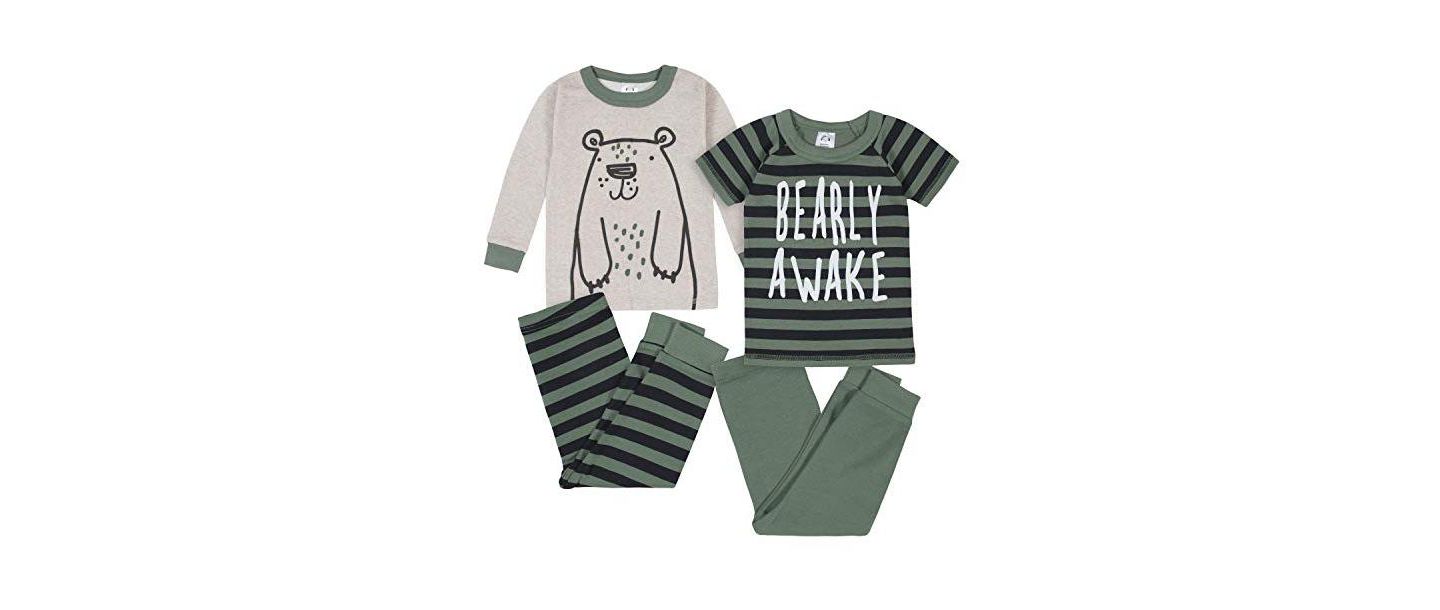 Пижамный комплект Snug, хлопок, 4 предмета — Gerber, цвет: Bearly Awake — фото 2