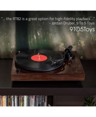 high-fidelity, Bluetooth-enabled, 90W Class D amplified vinyl turntable system with phono preamp, bookshelf speakers, OM10 cartridge.