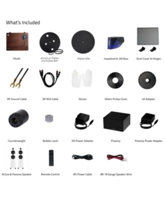 RT84 Turntable with PA10 Phono Preamp and Ai61 120W Bluetooth Bookshelf Speakers