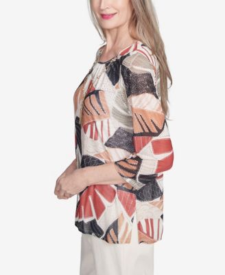 Women's Natural Instinct Tropical Mesh Crew Neck Top