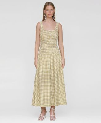Avec Les Filles - Women's Drop-Waist Smocked-Bodice Tank Midi Dress
