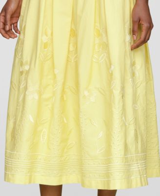 Women's Cotton Embroidered Midi Skirt
