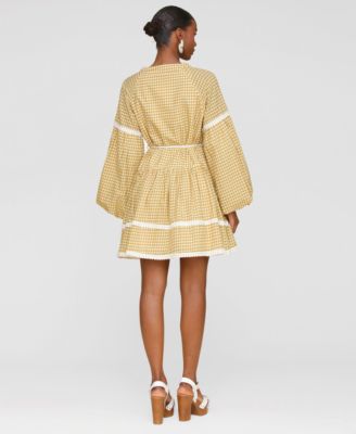 Women's Printed Cotton Split-Neck Mini Dress