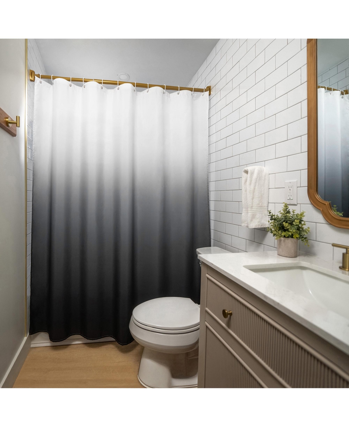 Americanflat 71x74 Ombre Grey Shower Curtain - Water Resistant - Polyester Fabric